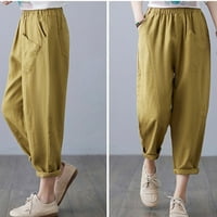 Plus veličine Žene posteljine hlače Ljetne casual labave pamučne i posteljine hlače od pune boje hlače