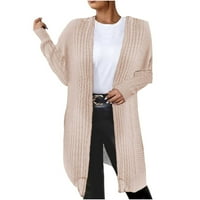CETHRIO WOMENS Otvoreni džemper sa prednjim kardiganom Čvrsti trendy pada dugačak dugi rukavi ružičasti kardigan jaknu za žene veličine m