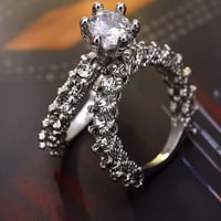 Amousa ženski okrugli dijamantni modni modni set prstenastih prstena sa punim dijamantnim prstenom