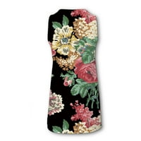 Sendresses za ženska modna casual ljetni labavi otisak okruglih vrata bez rukava s rukavima proljeće