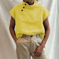 Ljetni vršak visokih vrata za žensku modu mock izrekuti kratki rukav majica u boji pulover u boji, majice
