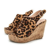 OAVQHLG3B Ženske cipele Ležerne prilike Peep Toe klinovi Super visoke potpetice kaiš seksi leopard sandale