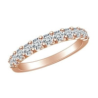 Carat okrugla bijela prirodna dijamantska godišnjica vjenčani prsten za vjenčanje u 14K čvrstih ruža