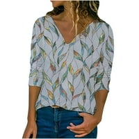 Dadaria majice za žene Dressing Ležerne prilike dugih rukava modni casual v-izrez s dugim rukavima tiskani vrhovi majica Blouse Grey XL, žene