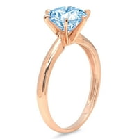 3.0ct okrugli rez plavi simulirani dijamant 18k ružičasta ruža zlato graviranje godišnjice Angažovanje