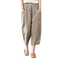 B91XZ casual pantalone za žene Ženska solidna boja labava visoki struk pamučne casual pantalone hlače