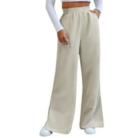 Pantalone za žene za žene čvrste elastične strugove pantalone nagnute povremene pantalone A, XL