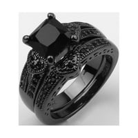 Hyda set ženskih muškaraca luksuzni crni kubični cirkon nakit nakita prsten