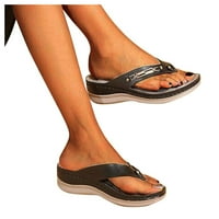 Ženska presoljiva platforma Flip flops metalni krug od metala Klin ležerne ljetne cipele crna veličina