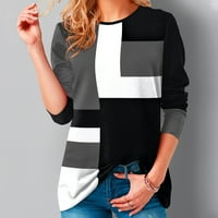 Safuny ženske labave vrhove jesen Elegantni casual boja blok geometrija pulover fit trendi majica za