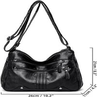 Mekana kožna torba za ramena za žene Multi Zip džepna križna torba Retro torba velike kapacitete torbica