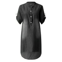 Wefuesd Crne haljine za žene Žensko ljetno casual v izrez Denim duge zabavne haljine kratkih rukava