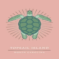 Topsail otok, Severna Karolina, Sea kornjača, ružičasta, preša sa fenjerom, Premium igraće kartice,