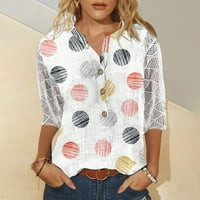 Qcmgmg ženske dreševine ili bluze čipke polka dot ženske drešene vrhove gumb prema dolje labave majice