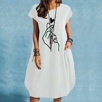 Haljine za žene Žene Ležerne prilike O-izrez Print Haljina kratkih rukava Labavi džep Labava haljina