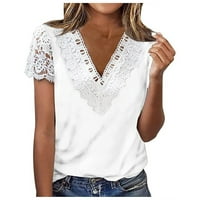 Ženski vrhovi V-izrez cvjetne bluze casual ženske majice kratki rukav ljetni bijeli xl