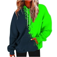 Zkozptok Ženske dukseve Crewneck pulover s kapuljačom vrhovi patchwork y2k casual pad dukseri, zelena, xxl
