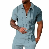 Muški polo majica Muška proljetna ljetna modna labava zipper 3D digitalni tiskani majica kratkih rukava