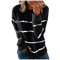 Žene vrhovi Casual Contrast Color Dugi rukav Top pulover Duksed Sweatshir Black 2xl