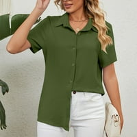 Ženska modna casual čvrsta gumba kratkih rukava s kratkim rukavima V-izrez bluza xl xl