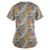 Ženski bluze Ženski personalizirani ispis kratkih rukava V-izrez Work T-majice Orange XXXXL