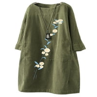 Voguele dame kratka haljina posada izrez mini haljine cvjetni ispis odmor labav trava zelena l