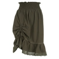 Huakaishijie Women Vintage Tired Ruffle Long suknja Boho Smared Chardstring TRIM TRIM MAXI Flowy suknja