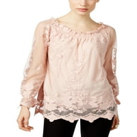Marled ponovno ujedinjena odjeća ženska mreža vezena bluza ružičasta L