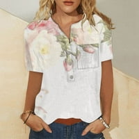 Ženski trendi pamučni posteljini sa džepom zazor ljetni na prodaju cvjetni tines majice modna odjeća