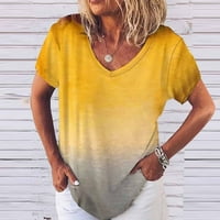 Ženski vrhovi ženske casual v izrez blede u boji majice kratkih rukava bluza plus veličina žuta xxxxxl