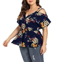 PHONESOAP majica Ženska veličina kratkih rukava TOP bluza ramena cvjetna hladna pepum plus ženska bluza