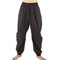 Mens elastični struk zrnce za crtanje cinch dno planinarske hlače pamučne posteljine udobne lagane joge