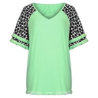 Žene klasični ljetni leopard Ispis kratkih rukava slobodne tuničke vrhove Flowy bluzes majica