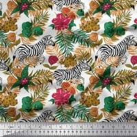 Soimoi smeđi pol georgette tkaninski tropski listovi i divljim životinjskim tiskanim tkaninom od dvorišta široko