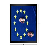 Brexit Flip Flops koraci napuštaju europsku uniju zastava za zastavu INSTER TANKSKI INGRING DRVENI okvir