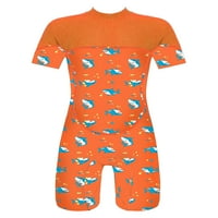 IEFiel Kids Girls kupaći kupaći kostimi s kratkim rukavima kupaći kostim osip osip morski pas narančasta