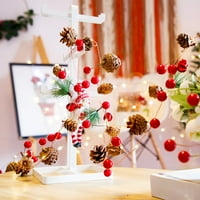 Boc božićna žica pineneedle pinecone crvene bobice pompoms gljiva santa claus kartica prozor s dresam