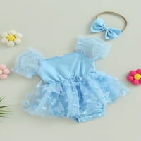 SUNISERY NOHANT BABY Girls ROMPER haljina leptir puff rukavi za puhanje ljetne suknje rub bodi bode