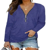 Bomotoo dame Osnovni tunik Bluza Prednji patent zatvarač Plovni pulover Daily Casual V izrez T Majica
