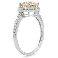 1. CT sjajan okrugli rez prozirni simulirani dijamant 18k bijeli zlatni halo pasijans sa accentima prsten