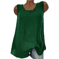 Zelene majice za žene pamučne lane bez rukava bez rukava prsluk prsluk za bluzu tenske vrhove plus veličine