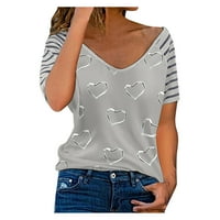 Košulje za žene Ležerne ljetne modne V-izrez kratkih rukava srce, casual labavi osnovni ženski vrhovi