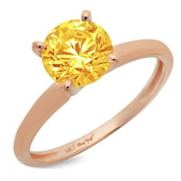 0. CT sjajan okrugli rez Clear Simulirani dijamant 18K ružičasto zlato pasijans prsten sz 10.75