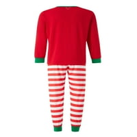 Porodica koja odgovara Božićne pidžame Set Santa Print Dugih rukava + Stripe pantalone Jednodijelno