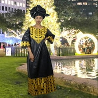 Afričke haljine za žene elegantne vezene dužine gležnja, labava haljina sa šalom