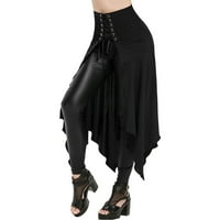 Funichet Goth suknja ženska proljetna i ljetna suknja sa pojasom i vezati suknju crne l