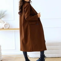 Yubatuo Ženska solijska boja Polo ovratnik dugi rukav kaput ženske kapute kaputi za žene Brown L