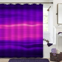 Purple Ombre set za tuširanje, tamno ljubičasta standardna zavjesa za tuširanje, sažetak Ocean Neonska zavjesa za tuširanje za kupatilo, moderne valove za zavjese od tkanine, neon, 72