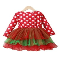 Glookwis Girls party haljina dugih rukava haljina za božićnu princezu slatka polka tačka crvena