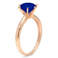 2ct okrugli rez simulirani plavi safir 18K ružičasto zlatne obljetnice za angažman prsten veličine 4